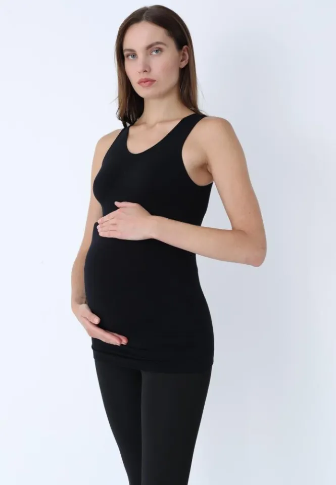 Maiou de gravidă fără cusături din Modal negru