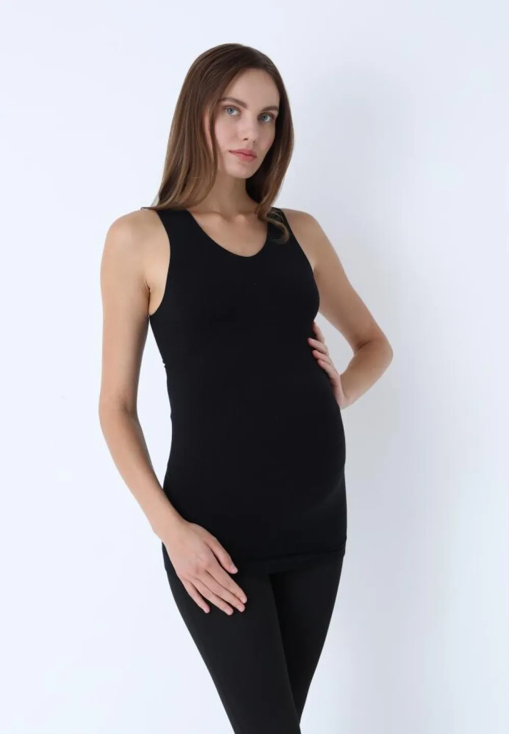 Maiou de gravidă fără cusături din Modal negru - 4