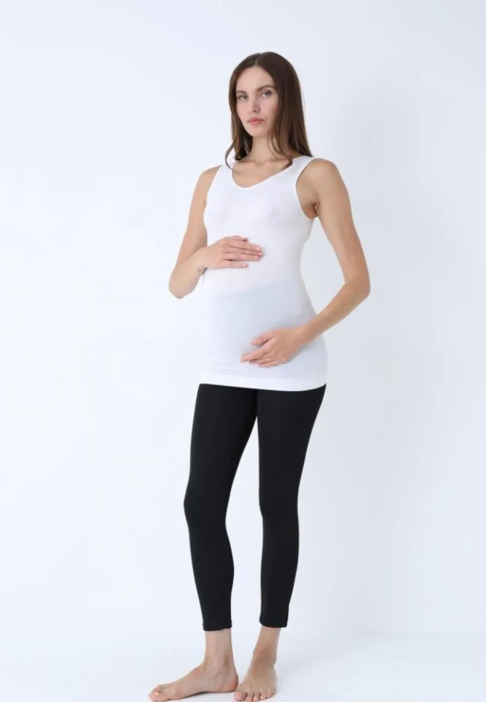 Maiou de gravidă fără cusături din Modal alb - 4