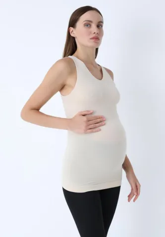 Maiou de gravidă fără cusături din Modal bej hover