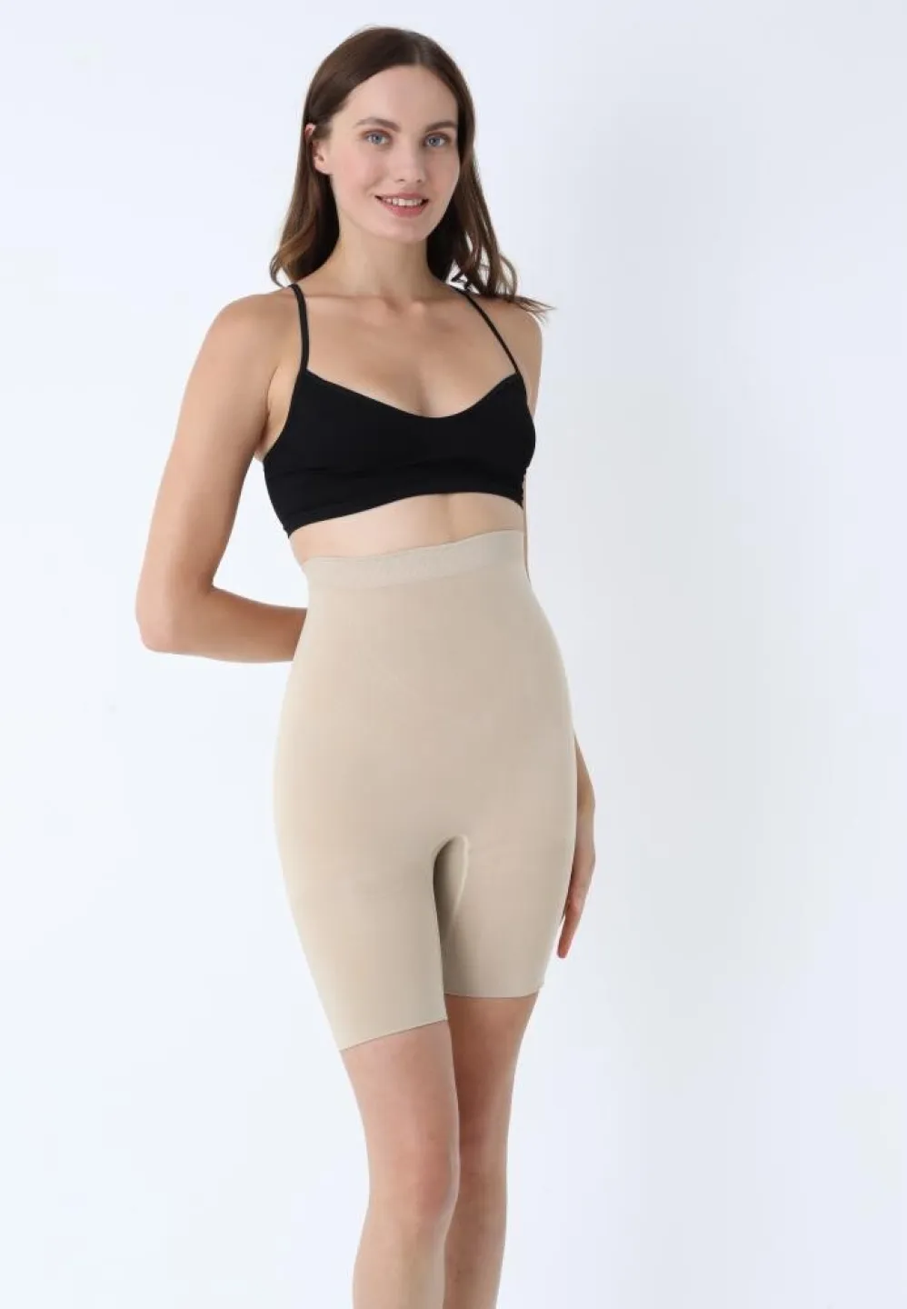 Burtieră Modelatori Scurți cu Talie Înaltă, bej - 3