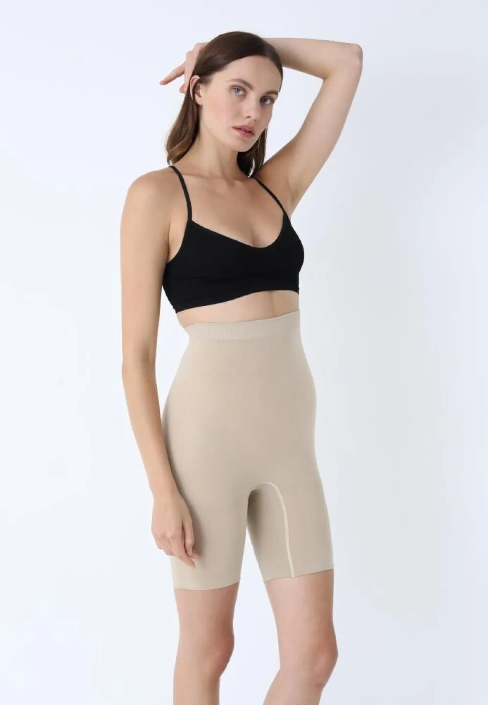 Burtieră Modelatori Scurți cu Talie Înaltă, bej - 4