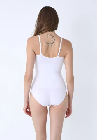 Body modelator clasic cu bretele subțiri reglabile, alb hover
