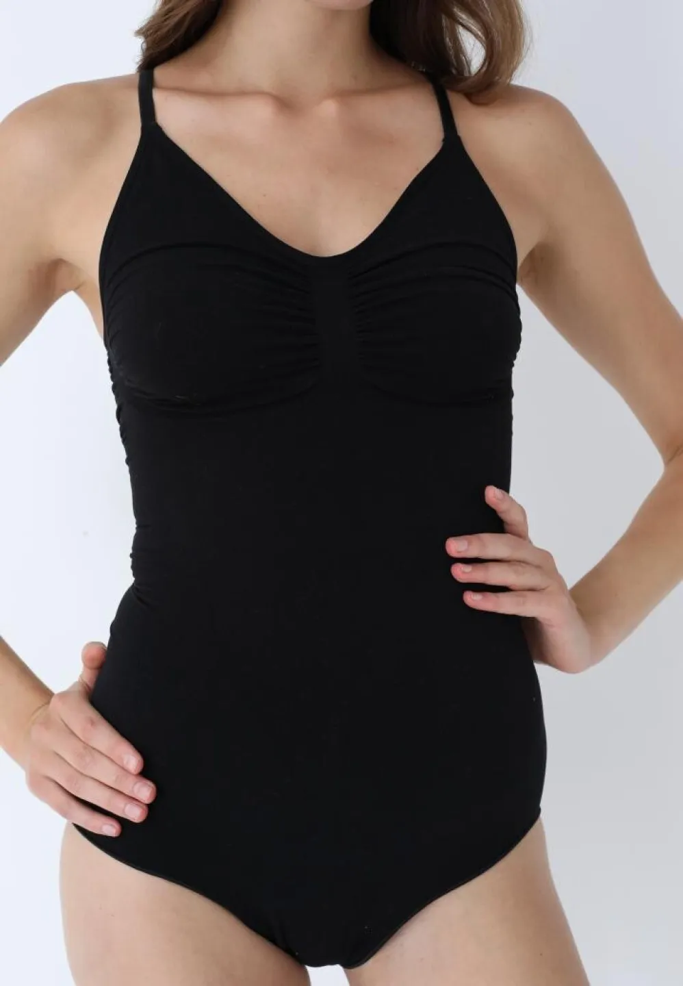 Body modelator Negru cu bretele subțiri reglabile, clasic - 3