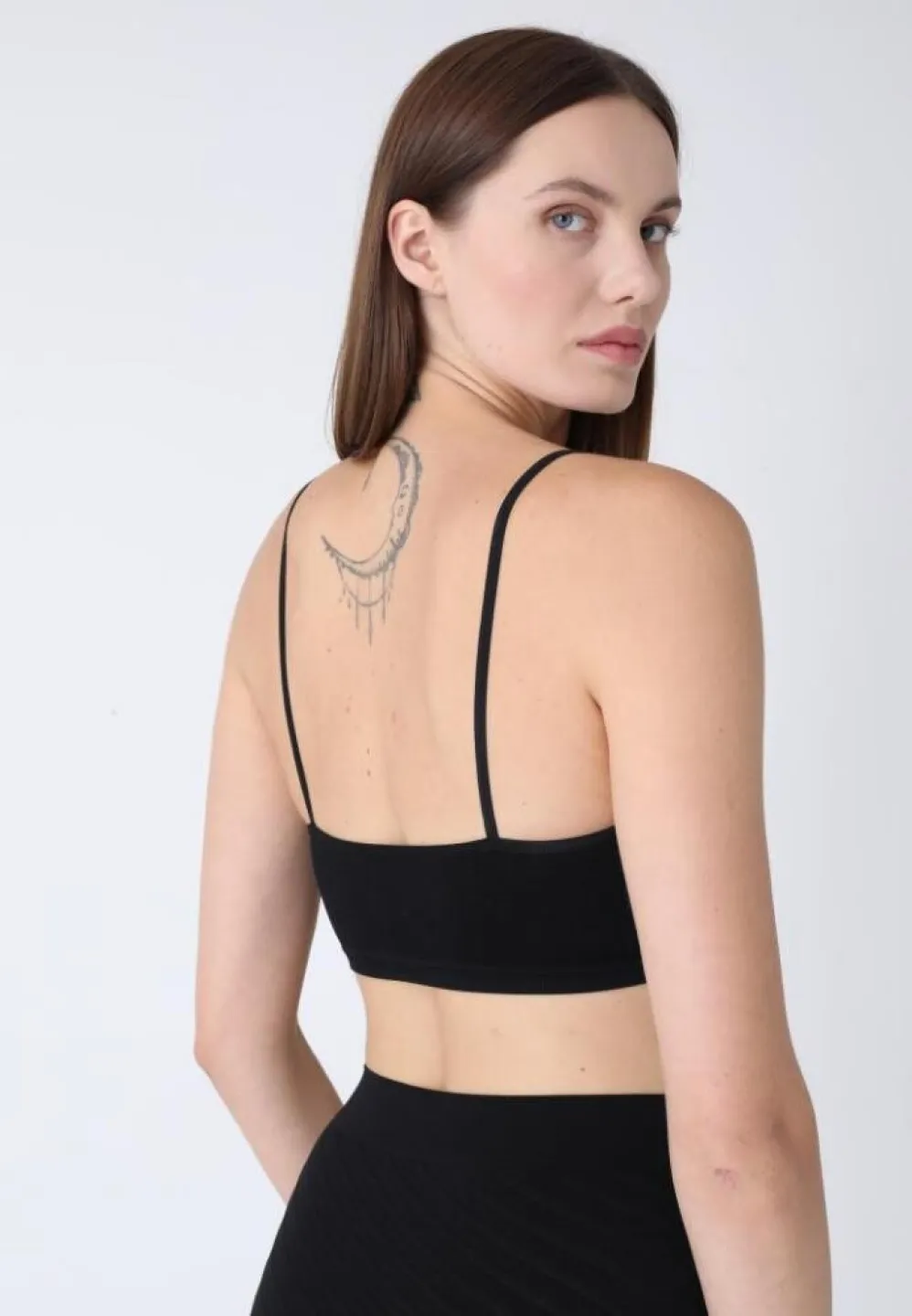 Bustieră damă cu bretele subțiri, fără push-up, negru - 2