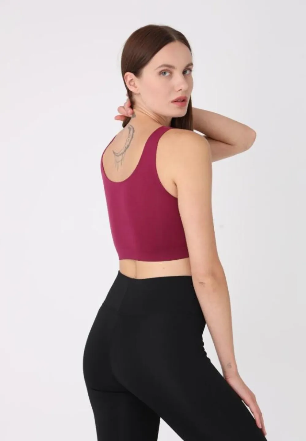 Bustieră damă cu bretele late, fără push-up, bordo - 2