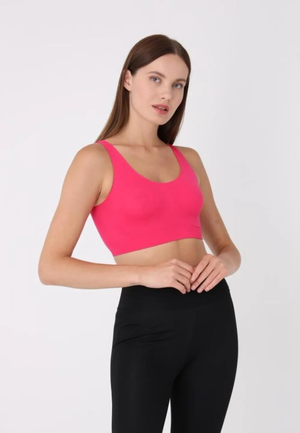 Bustieră damă cu bretele late, fără push-up, fucsia - 3