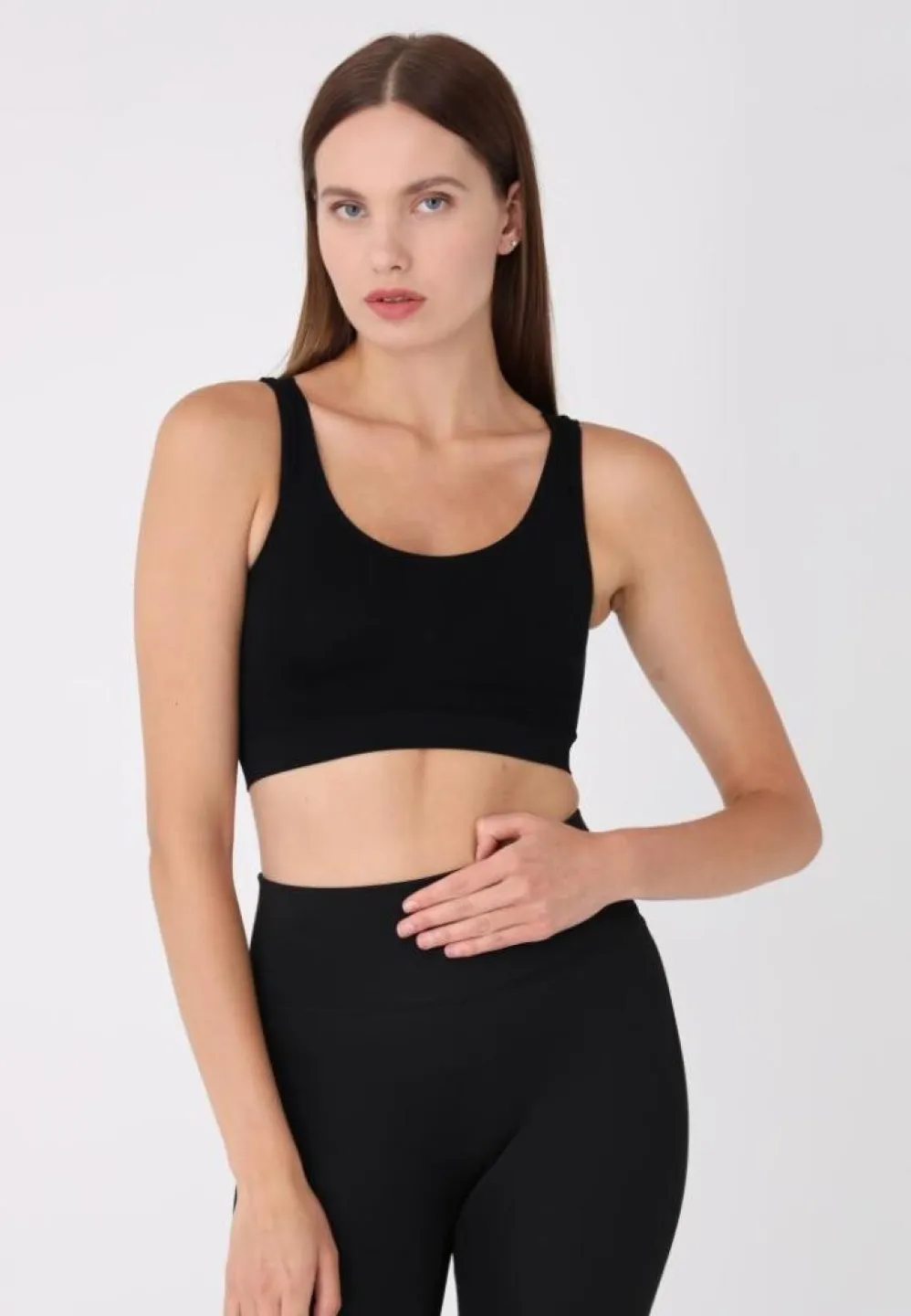 Bustieră damă cu bretele late, fără push-up, negru - 3