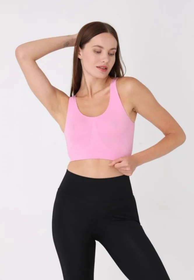 Bustieră damă cu bretele late, fără push-up, roz