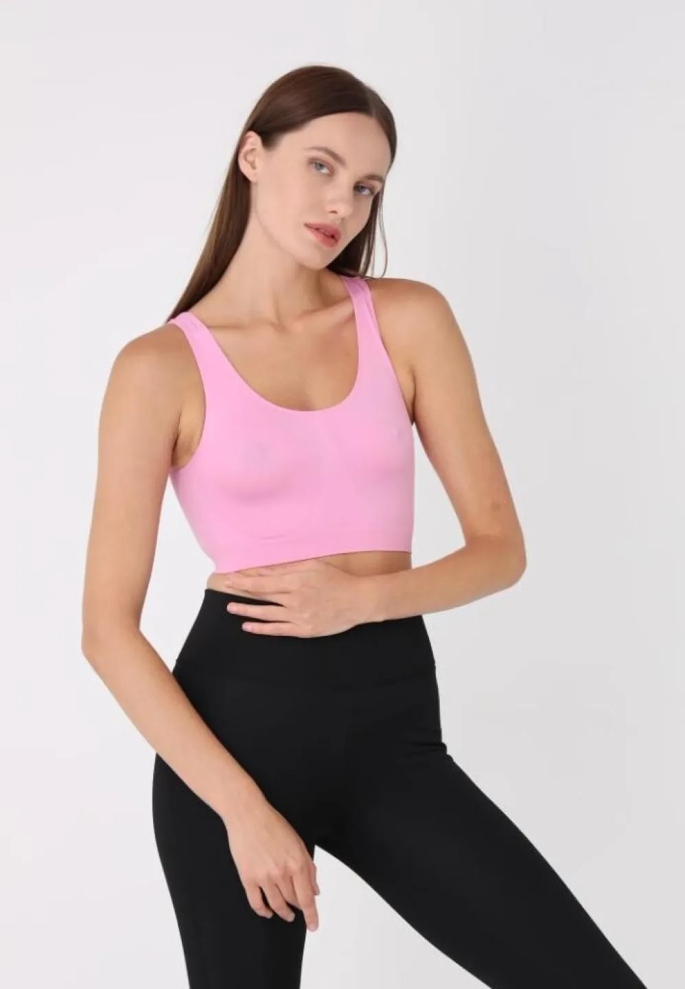 Bustieră damă cu bretele late, fără push-up, roz - 3