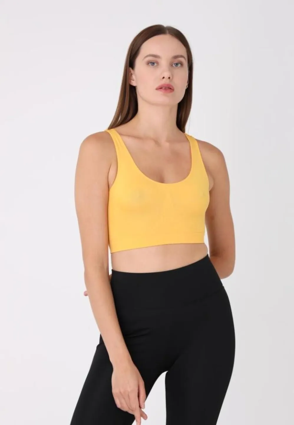 Bustieră damă cu bretele late, fără push-up, galben - 3