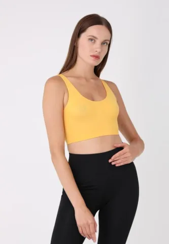 Bustieră damă cu bretele late, fără push-up, galben