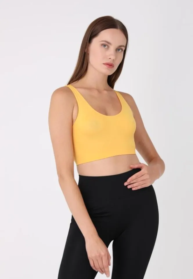 Bustieră damă cu bretele late, fără push-up, galben