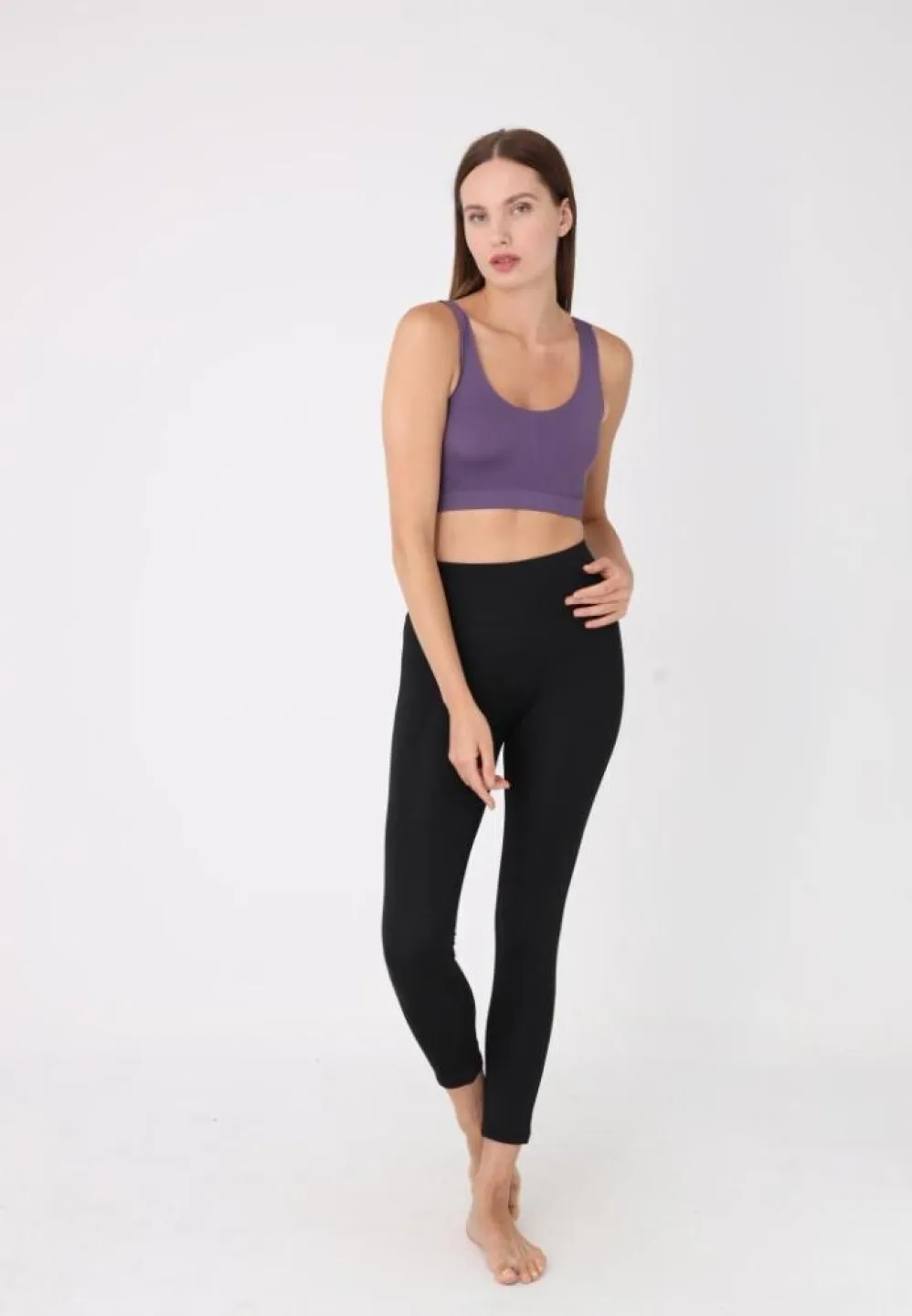 Bustieră damă cu bretele late, fără push-up, mov - 2