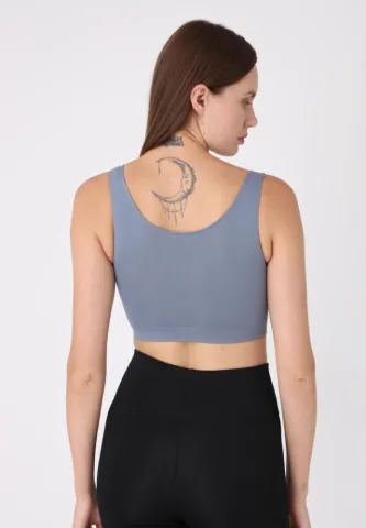 Bustieră damă cu bretele late, fără push-up, gri hover