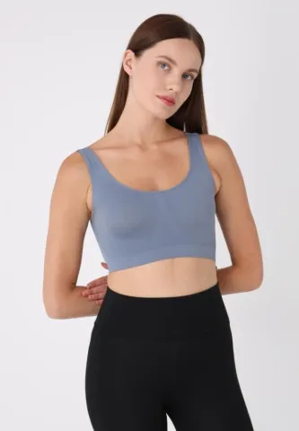 Bustieră damă cu bretele late, fără push-up, gri