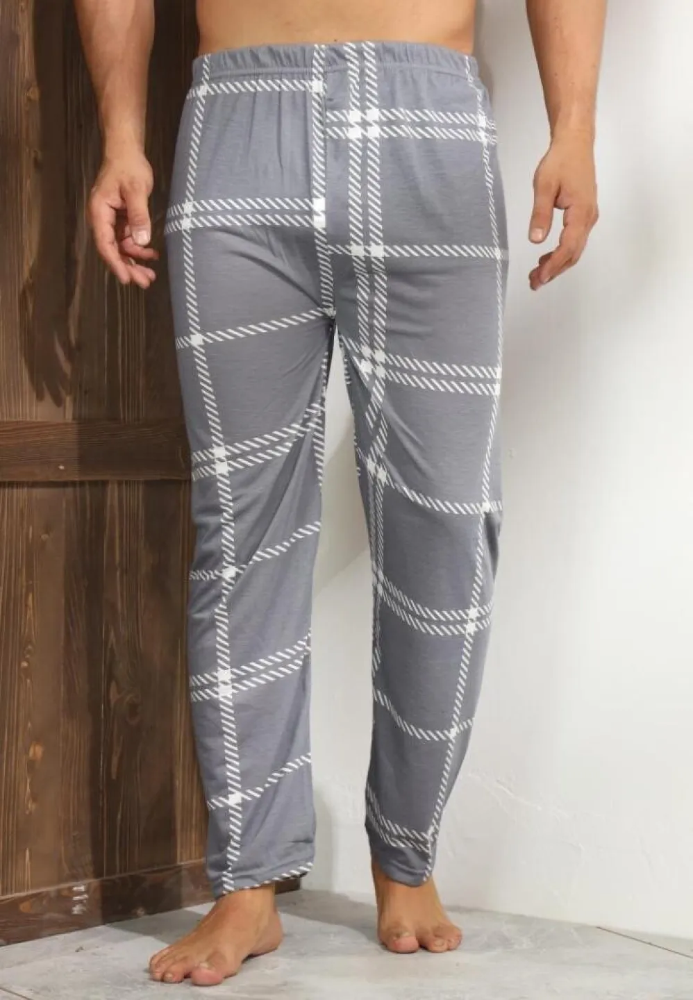 Pantalon bărbat Big Size, gri cu alb - 1