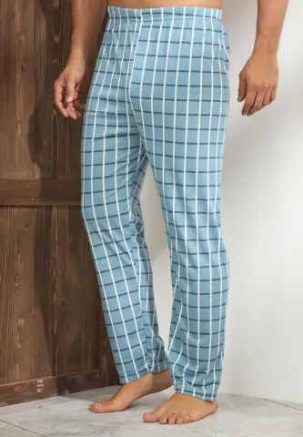 Pantalon bărbat Big Size, albastru deschis în carouri
