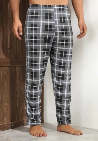 Pantalon bărbat Big Size, gri în carouri