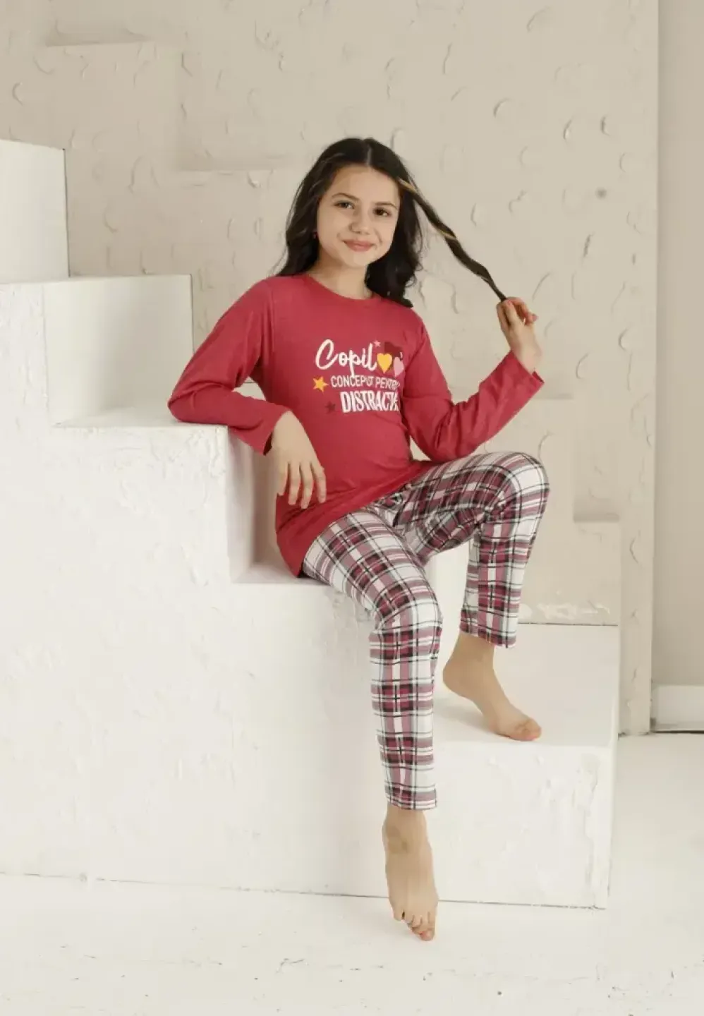 Pijama Fete, Mânecă Lungă si Pantaloni Lungi, Distracție, Roz - 2