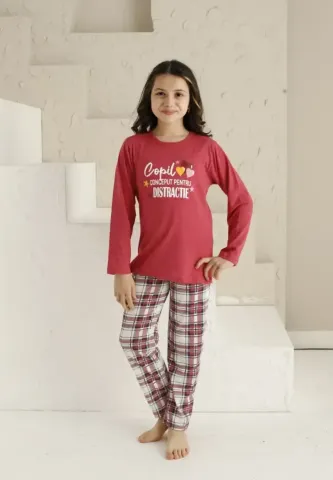 Pijama Fete, Mânecă Lungă si Pantaloni Lungi, Distracție, Roz