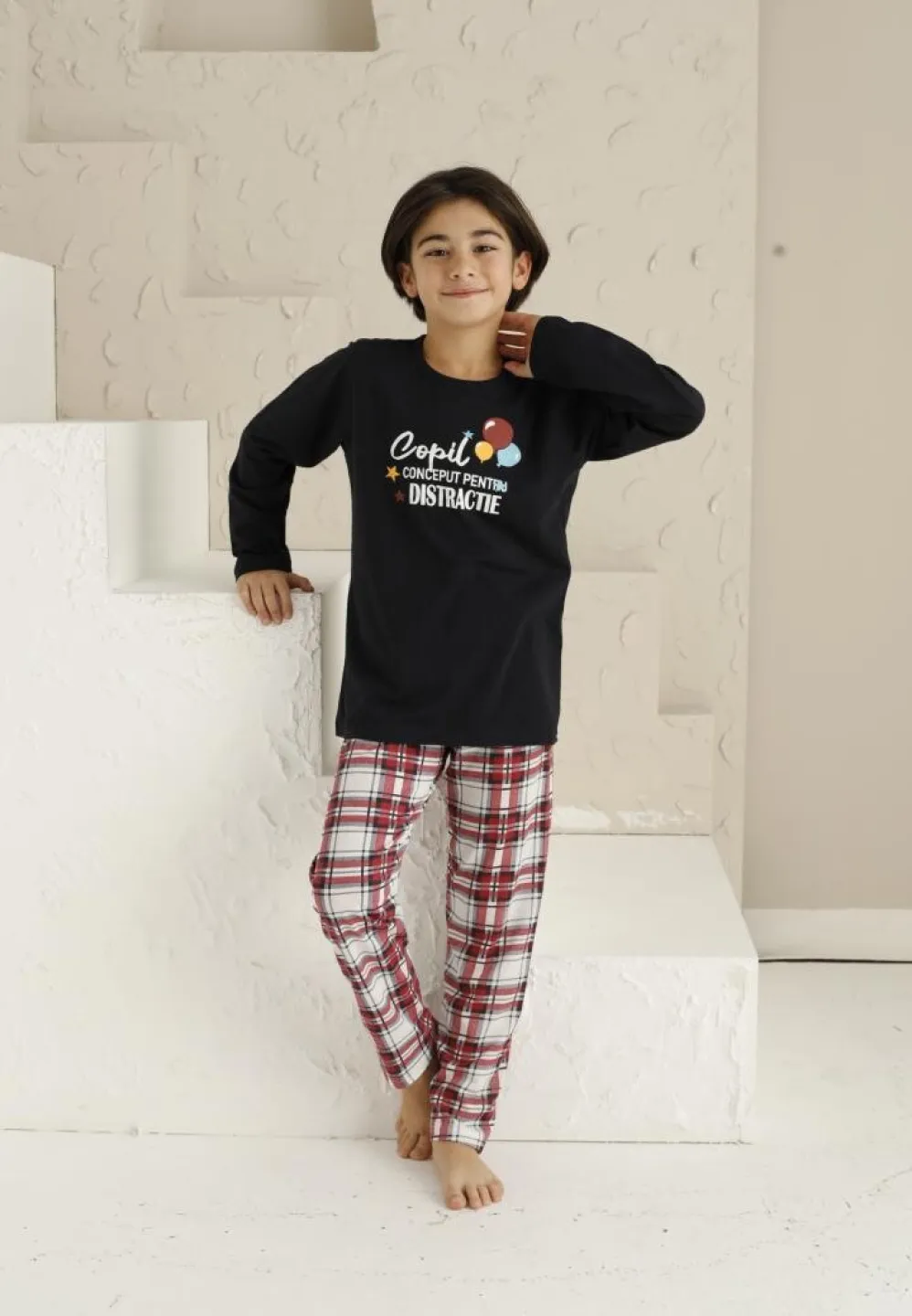 Pijama băieți, mânecă lungă și pantaloni lungi, Copil Distracție - 1