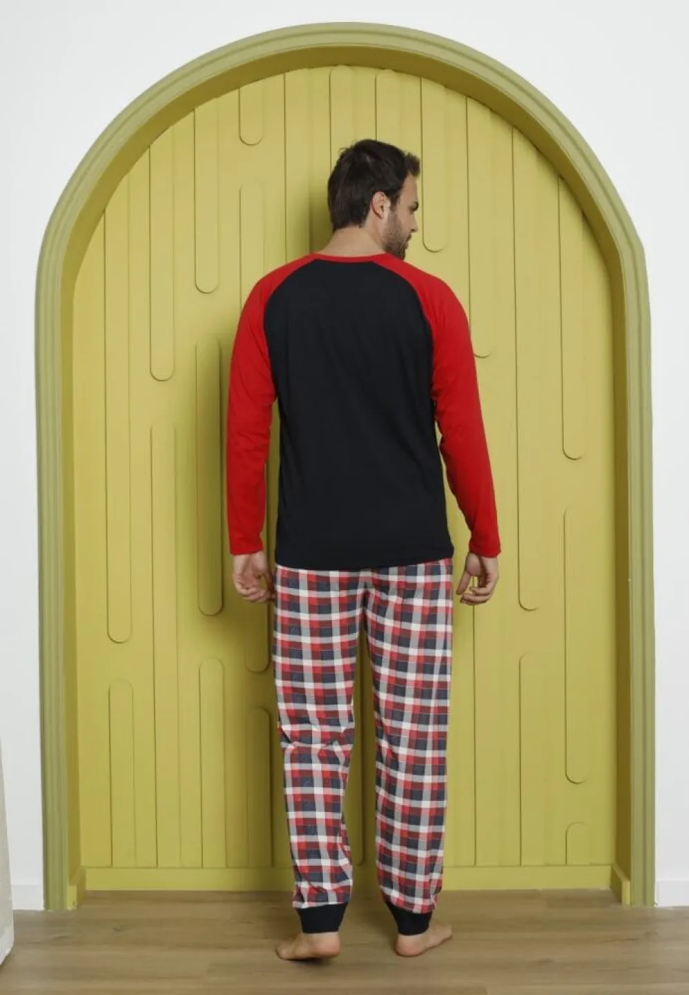 Pijama Crăciun Bărbat, Pantaloni Lungi, Mânecă Lungă, Bleumarin, Merry Xmas - 6