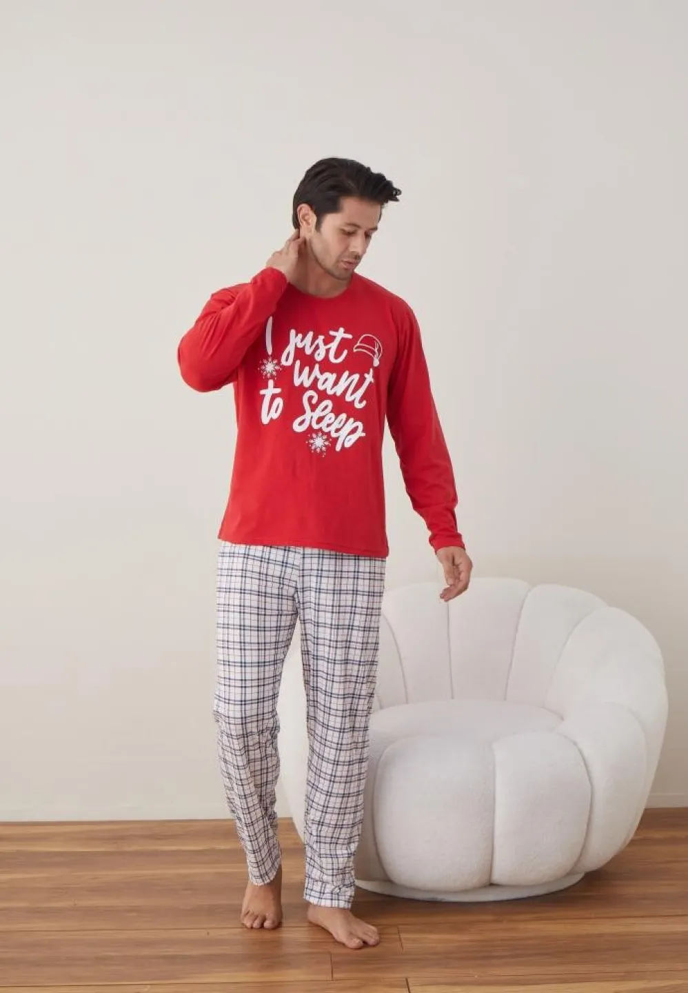 Pijama Crăciun Bărbat, Pantaloni Lungi, Mânecă Lungă, Roșu, To Sleep - 3