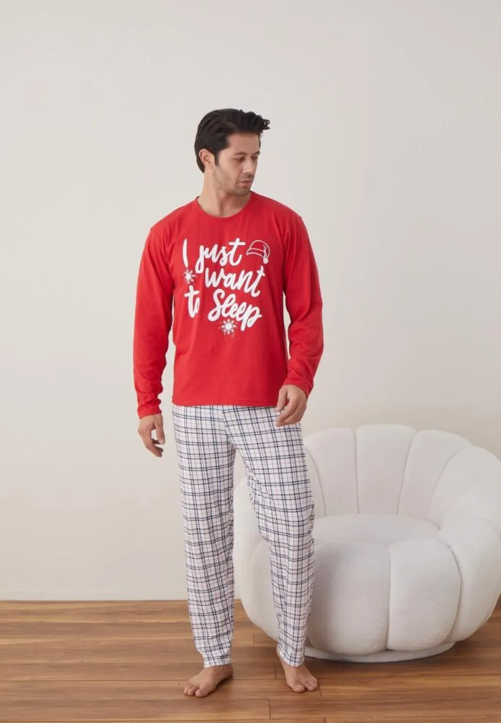 Pijama Crăciun Bărbat, Pantaloni Lungi, Mânecă Lungă, Roșu, To Sleep - 4