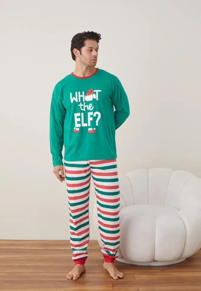 Pijama Crăciun Bărbat, Pantaloni Lungi, Mânecă Lungă, Verde, What The Elf?