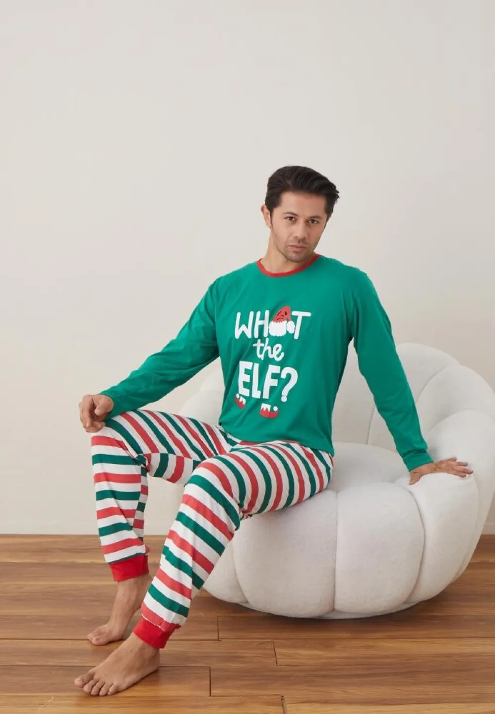 Pijama Crăciun Bărbat, Pantaloni Lungi, Mânecă Lungă, Verde, What The Elf? - 5