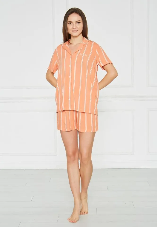 Pijama Dama Bumbac Pierre Cardin, Cămașă și Short cu Dungi