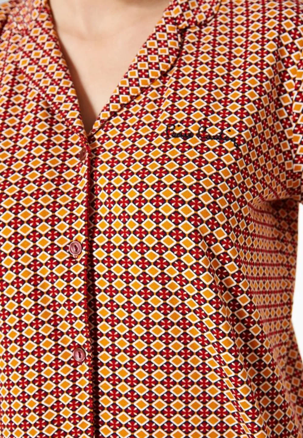 Pijama Dama Bumbac Pierre Cardin, Cămașă și Short cu Carouri - 2