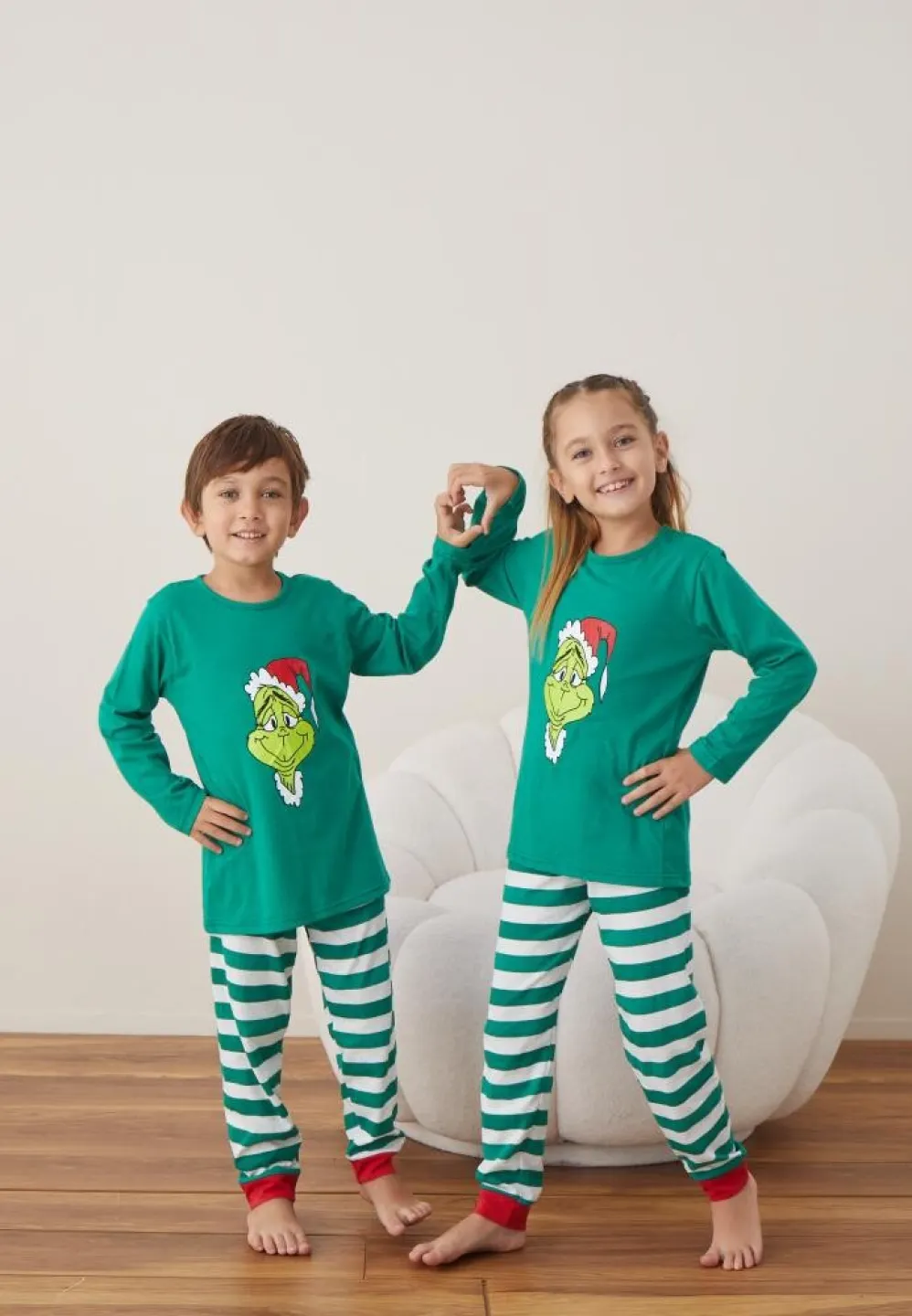 Pijama Crăciun Fete și Băieți Mânecă Lungă Pantalon Lungi Verde Elf - 1