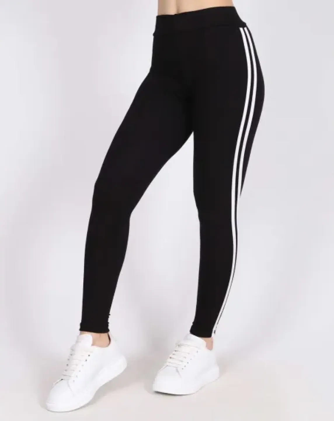 Colanți damă Negri cu dungi duble - 1