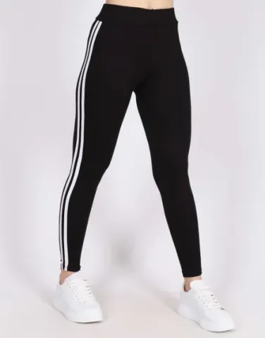 Colanți damă Negri cu dungi duble hover