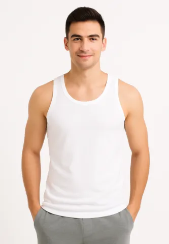 Maiou bărbați din bumbac Alb