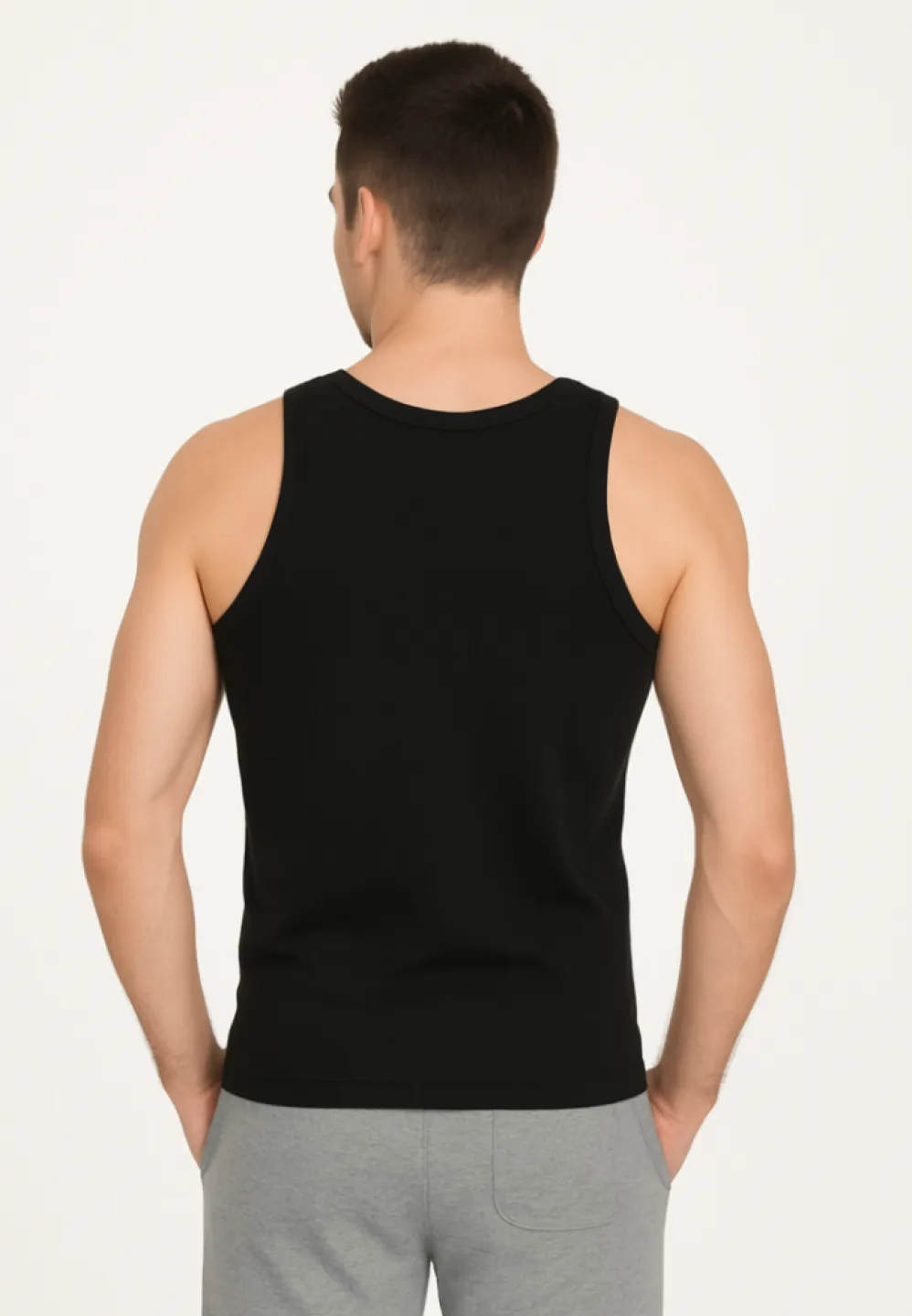 Maiou Negru Bărbați din bumbac confortabil - 2