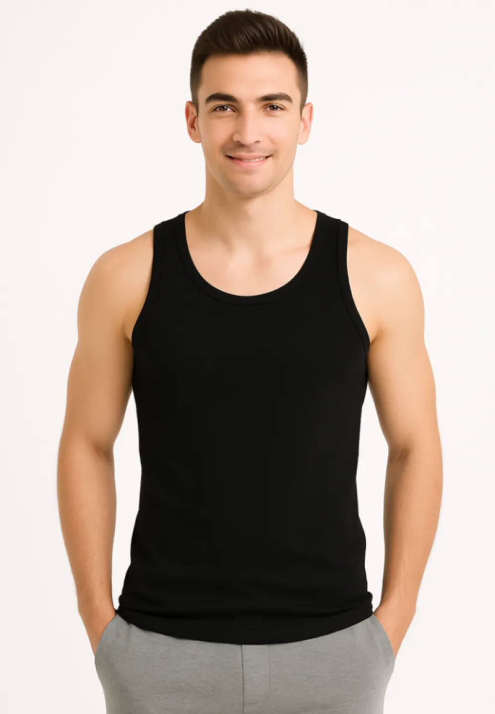 Maiou Negru Bărbați din bumbac confortabil - 1