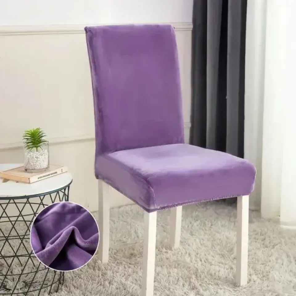 Set 6 huse universale pentru scaun din catifea, Mov