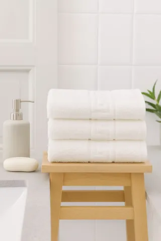 Set 3 prosoape bumbac Alb 50×90 cm 500 g