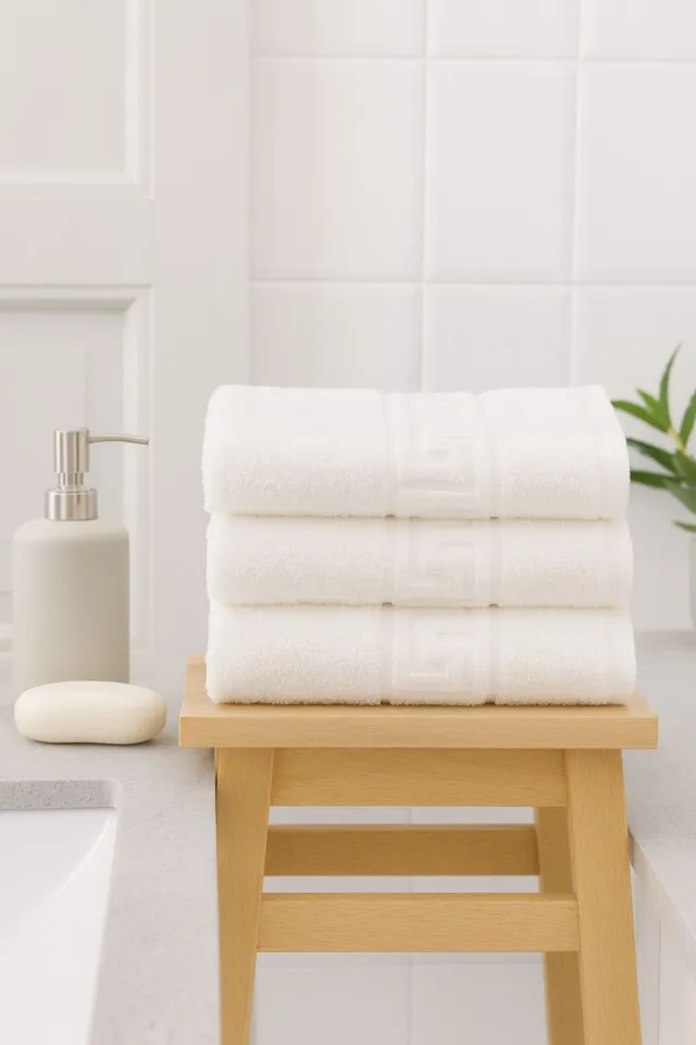 Set 3 prosoape bumbac Alb 50×90 cm 500 g