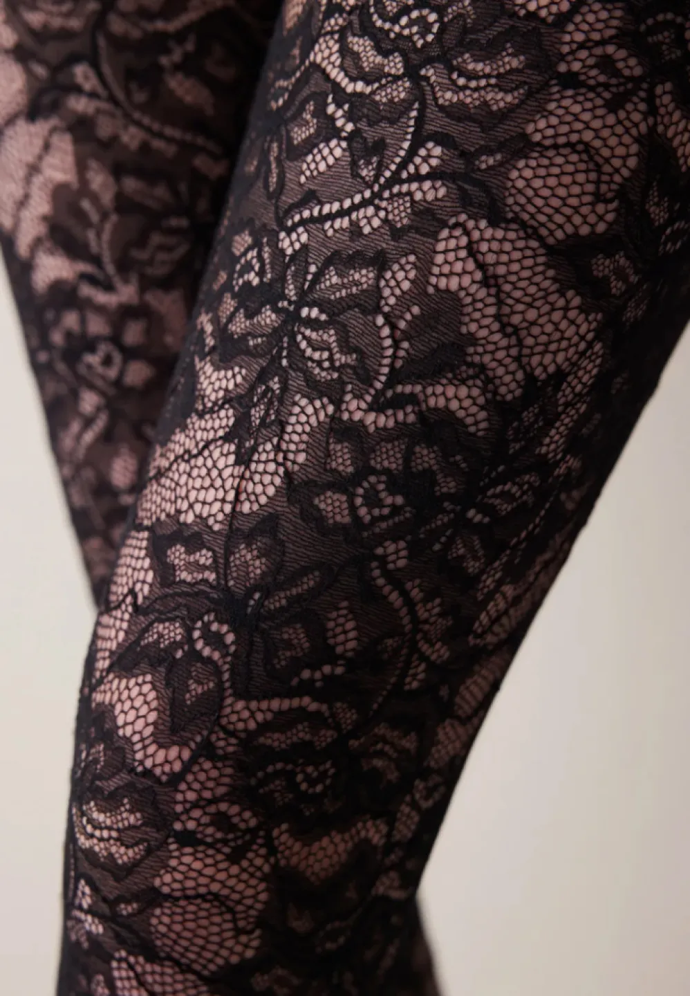 Colanți damă Penti dantelă transparent, Negru - 2