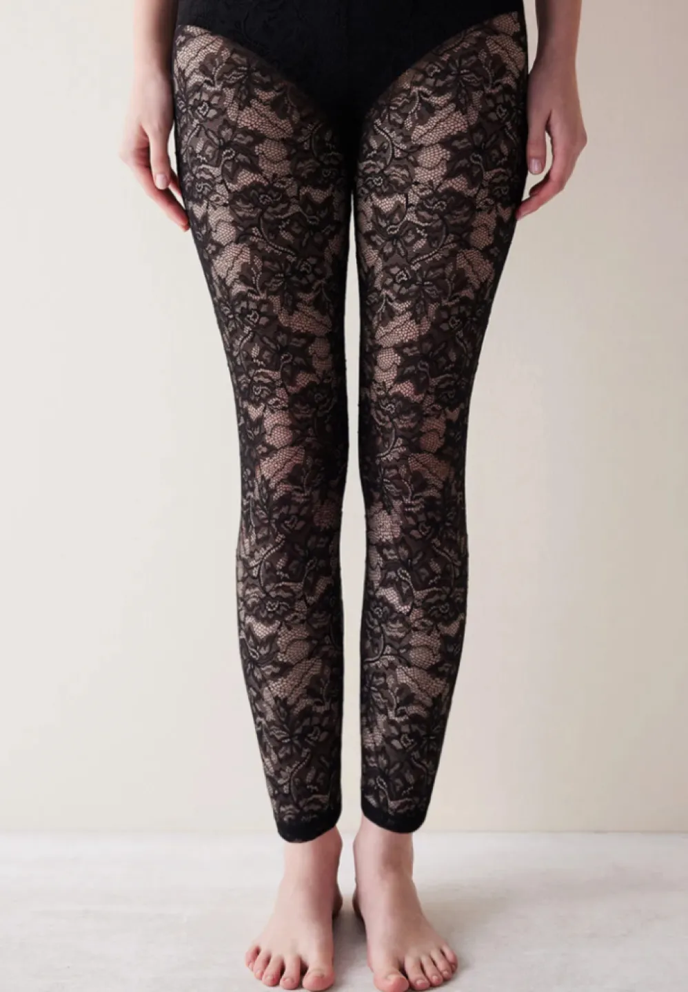 Colanți damă Penti dantelă transparent, Negru - 1
