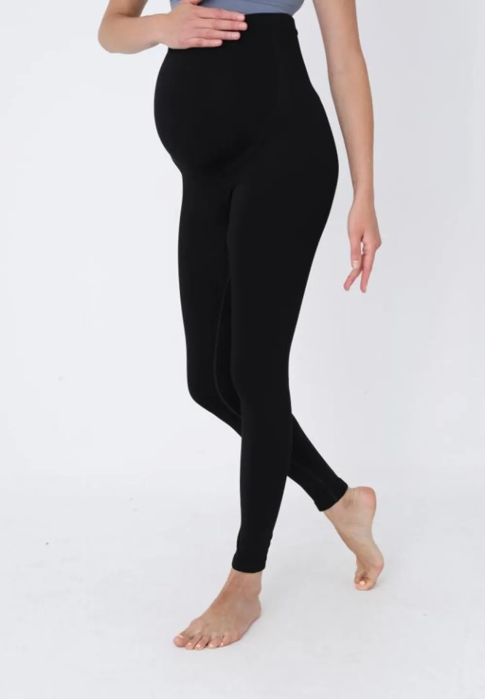 Colanți gravide cu bandă elastică de susținere sub burtă, Negru - 3