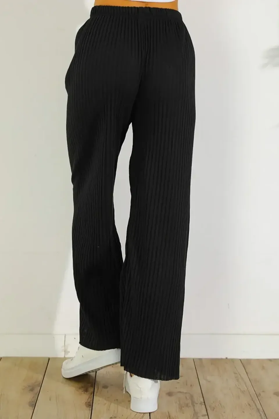 Pantalon damă lungi Plisat Negru - 2