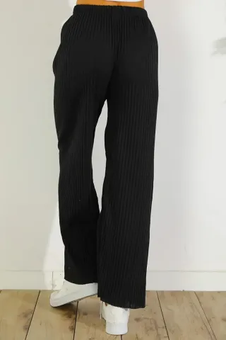 Pantalon damă lungi Plisat Negru hover