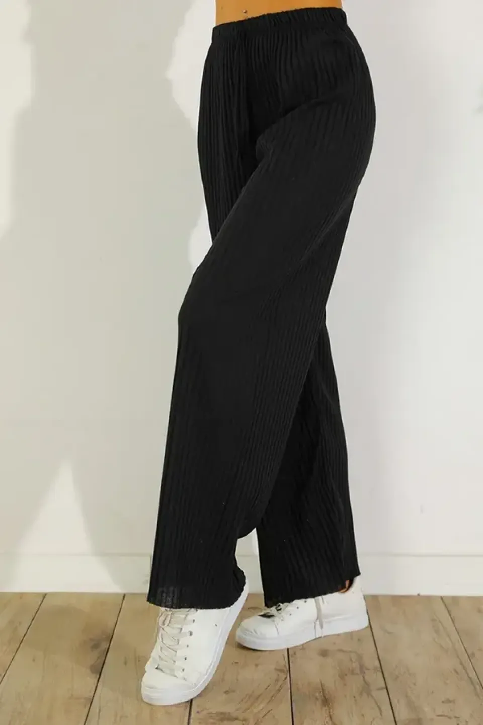 Pantalon damă lungi Plisat Negru - 3