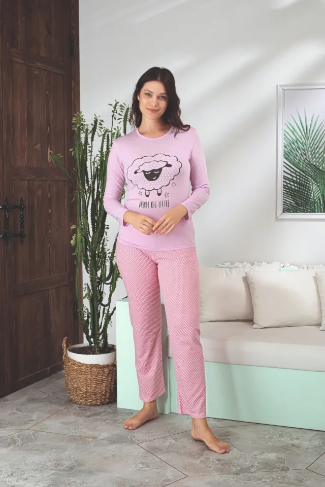 Pijama Dama Dream Big Little – Set Elegant cu Mâneci Lungi și Pantaloni Lungi Roz