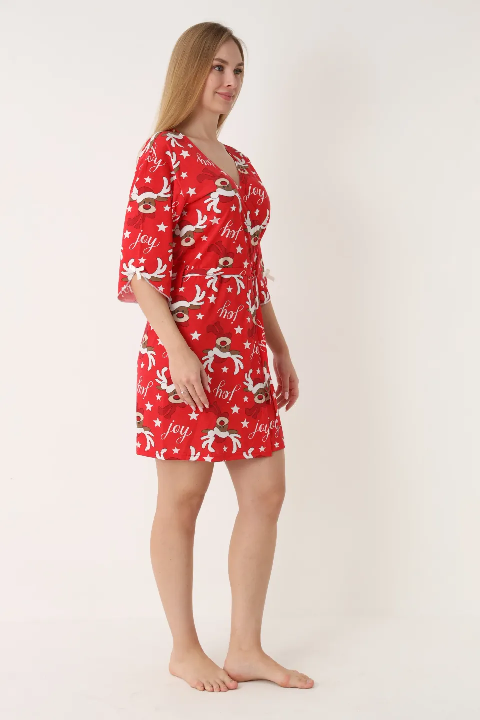 Halat damă roșu de Crăciun cu reni - 3
